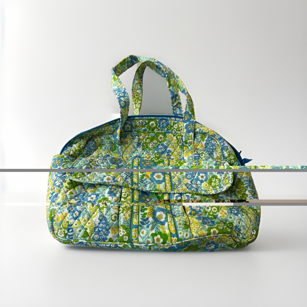 VERA BRADLEY Quilted Floral Diaper Bag English Meadow Green Changing Pad Large